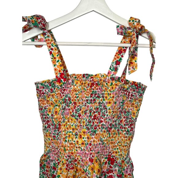 J Crew XXS Floral Tie Strap Smocked Tank Top Peplum Cottagecore Summer - Picture 9 of 12